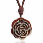 Amyannie Vintage Leather Rose Alloy Sweater Chain Long Ladies Decorations