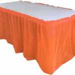 Exquisite Solid Color 14 Ft. Plastic Tablecloth Skirt, Disposable Plastic Tableskirts – Orange – 6 Count