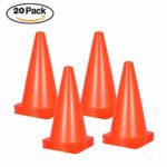 9 inch Traffic Cones – 20 Pack of Field Marker Cones for Outdoor Activity & Festive Events- 5 Colors (Set of 20, Orange)