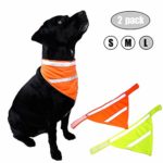 Kalining 2 Pack REFLECTIVE DOG BANDANA Large/medium/small with Personalized Neon Color,Safety Dog Bandana Orange Dog Scarf High Visibility Bib Dog Walking at Night(L)