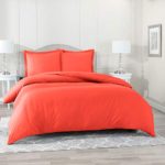 Nestl Bedding Duvet Cover 3 Piece Set – Ultra Soft Double Brushed Microfiber Hotel Collection – Comforter Cover with Button Closure and 2 Pillow Shams, Orange – Full (Double) 80″x90″