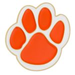 PinMart Orange and White Animal Paw Print School Mascot Enamel Lapel Pin