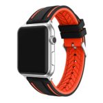 Cywulin Compatible with Apple Watch Band 38mm 42mm 40mm 44mm, Soft Silicone Sport Wrist Loop Replacement Strap Bracelet for iWatch Series 4 3 2 1 Stainless Steel Buckle Adapters (42mm/44mm, Orange)