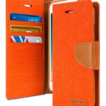 Goospery Canvas Wallet for Apple iPhone 8 Plus Case (2017) iPhone 7 Plus Case (2016) Denim Stand Flip Cover (Orange) IP7P-CAN-ORG