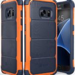 Galaxy S7 Rugged Case, Vena [vArmor][Hard Armor Wave] Heavy Duty Protection [Shock Absorption] PC Bumper TPU Case Cover for Samsung Galaxy S7 (Orange / Navy Blue)