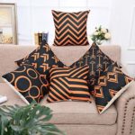Yinnazi Modern Geometric Pattern Throw Pillow Covers Square Cushion Case for Couch Decorative Pillowcase for Home Decor Set of 6 Solid Color Orange and Black