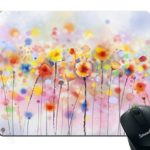 Smooffly Watercolor Flower mouse pads, Flowers in Soft Colors and Floral Design Blurred Style, Navy Red Orange Best gaming mouse pad