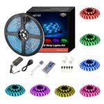 Led Strip Lights Waterproof 16.4ft 5m Flexible Color Changing RGB SMD 5050 150leds LED Strip Light Kit with 44 Keys IR Remote Controller and 12V Power Supply