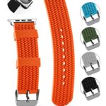 United Watch Bands Compatible with All Apple iWatches – Soft Silicone Tire Tread and Waterproof – Simple Slide-On Installation – Choose Color and Size (Orange Stainless Steel, 42mm or 44mm)