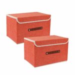 Zonyon Storage Bin with Lid, Fabric Foldable Storage Cube Box,Closet Organizer,Nursery Hamper Basket with Handle for Home, Entryway, Bedroom, Playing Room, Office, Living Room,Orange,2 Packs