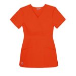 Sivvan Women’s Scrubs Mock Wrap Top (Available in 15 Colors) – S8302 – Mandarin Orange – 5X