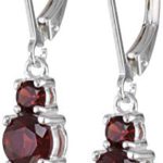 Sterling Silver Genuine and Created Gemstone Three Stone Birthstone Leverback Dangle Earrings