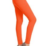 LDR128-Orange Basic Solid Leggings, One Size