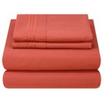 Mezzati Luxury Bed Sheet Set – Soft and Comfortable 1800 Prestige Collection – Brushed Microfiber Bedding (Orange Rust, Cal King Size)
