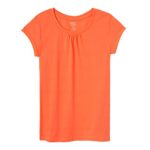 French Toast Toddler Girls Short Sleeve Crewneck Tee, fiery coral, 2T