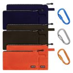 Canvas Tool Zipper Punch Bags 6 Pack Set with 2 Sizes in Dark Blue, Khakis and Orange Color – Multi Purpose Clip-on Tote Bag for Craftsmen, Electricians, Mechanic and Carpenters