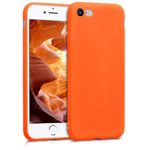 kwmobile TPU Silicone Case for Apple iPhone 7/8 – Soft Flexible Shock Absorbent Protective Phone Cover – Neon Orange