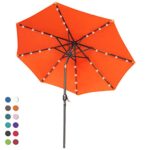 ABCCANOPY Solar Umbrellas Patio Umbrella 9 FT LED Umbrellas 32LED Lights with Tilt and Crank Outdoor Umbrella Table Umbrellas for Garden, Deck, Backyard, Pool and Beach,12+Colors, (Orange)