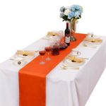 LOVWY 12 x 108 Inches Pack of 20 PCS Satin Table Runner for Wedding Party Engagement Event Birthday Graduation Banquet Decoration (Colors Optional) (Orange)