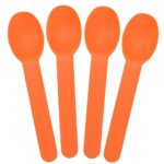 Orange Heavy Duty Plastic Spoons – Frozen Yogurt Ice Cream Spoons – Frozen Dessert Supplies – Fast Shipping & Variety of Colors – 25 Count