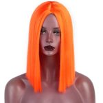 ENTRANCED STYLES Bob Wig Orange Color Synthetic Wigs for Girls 12 Inch Straight Cosplay Halloween Wigs