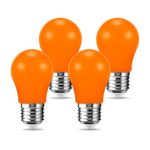 LOHAS Orange A15 LED Light Bulbs, Decoration 3W LED Lights, 25W Equivalent Orange Halloween LED Bulb, Color Outdoor Decorative Bulb with E26 Base, Home Lighting for Porch, Holiday, Party, 4 Pack