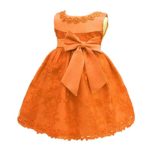 HX Baby Girl’s Newborn Bowknot Gauze Christening Baptism Dress Infant Flower Girls Wedding Dresses 13 Color (6M/6-9 Months, Orange)