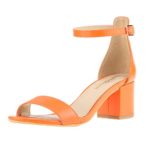 Women’s Strappy Chunky Block Low Heeled Sandals 2 Inch Open Toe Ankle Strap High Heel Dress Sandals Daily Work Party Shoes Orange Size 7.5