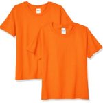 Gildan Kids’ Big Heavy Cotton Youth T-Shirt, 2-Pack, Orange, Small