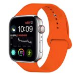 SHJD Watch Band 38MM 42MM 40MM 44MM,Soft Silicone Sport Strap Replacement Band Compatible with iWatch Series 1/2/3/4 S/M M/L(Orange, 42mm/44mm M/L)