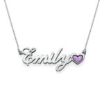Heart Name Necklace with Color Charm – Customize with Any Name!