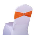 SINSSOWL 100PCS Stretch Wedding Chair Bands with Buckle Lycra Slider Sashes Bow Decorations 25 Colors (Orange) …