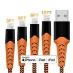 iPhone Charger, Haribol iPhone Lightning Cable Apple MFi Certified 4Pack[ 3.3FT 6.6FT 10FT] Nylon Braided Charging Cable for iPhone Xs/Max/XR/X/8/8Plus/7/7Plus/6S/6S Plus/SE/iPad/Nan More(Orange)
