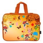 Meffort Inc 15 15.6 Inch Neoprene Laptop Bag Ultrabook Carrying Sleeve with Hidden Handle, Orange Color Matching – Colorful Mini Butterfly