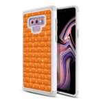 FINCIBO Case Compatible with Samsung Galaxy Note 9 6.4 inch, Dual Layer Shock Proof Hybrid Protector Case Cover TPU Sparkle Rhinestone Bling for Galaxy Note 9 – Solid Neon Fluorescent Orange Color