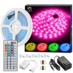 MINGER LED Strip Lights, 16.4ft RGB LED Light Strip 5050 LED Tape Lights, Color Changing LED Strip Lights with Remote for Home Lighting Kitchen Bed Flexible Strip Lights for Bar Home Decoration