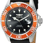 Invicta Men’s ‘Pro Diver’ Quartz Stainless Steel and Leather Watch, Color:Black (Model: 22071)