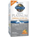 Garden of Life Omega 3 Fish Oil with Vitamin D Once Daily – Minami Platinum Natural Brain Function, Heart and Mood Supplement, 60 Softgels