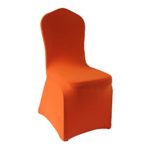 Orange Stretch Spandex Chair Covers – 12 pcs Wedding Party Dining Scuba Elastic Chair Covers (Orange, 12)