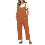 Zlolia Women’s Solid Color Sling Trousers Jumpsuit Pocket Adjustable Strap Jumpsuit Ladies Summer Slim Casual Overalls Orange