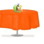 Orange 6 Pack Premium Disposable Plastic Tablecloth 84″ Inch Round Table Cover By Grandipity