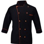 Leorenzo Creation PN-05 Men’s Chef Coat (Size-XL, Piping Colour Orange)