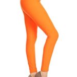LDX128-Orange Basic Solid Leggings, Plus Size