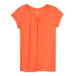 French Toast Big Girls Short Sleeve Crewneck Tee, fiery coral, 7/8