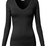 H2H Womens Casual Slim Fit T-Shirts Long Sleeve V Neck/Crew Neck Cotton Top