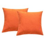4TH Emotion Outdoor Waterproof Throw Pillow Covers Garden Cushion Case for Fall Patio Couch Sofa Polyester Cotton Home Decoration Pack of 2, 16 X 16 Inches Orange