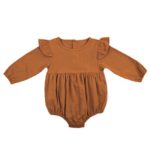 Infant Baby Girl Twins Long Sleeve Ruffles Romper Bodysuit Outfit Clothes (2-3 Years, Khaki)