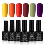 Beetles Gel Nail Polish Set- 6 Colors Yellow Orange Gel Nail Polish Kit Autumn Fall Winter Soak Off UV Nail Lamp LED Cured, 7.3ml Each Bottle for Nail Art