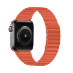 VeryBet Unique Designed Leather Band Compatible for Apple Watch Series 5 40mm 38mm, Adjustable Loop Strap with Strong Magnetic Closure for iWatch Series 4-3-2-1 (Color Orange)