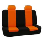 FH Group FB050012 Flat Cloth Rear Bench Seat Covers w. 2 Headrest Covers Orange/Black Color- Fit Most Car, Truck, SUV, or Van